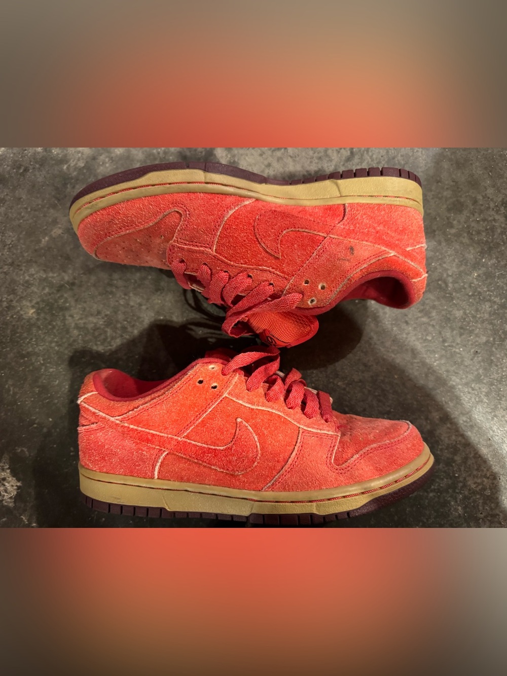 Nike Low-Top Suede Sneakers in Red with Tan Midsole